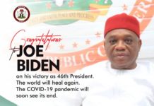 Senator Orji Uzor Kalu, congratulated Joseph Biden