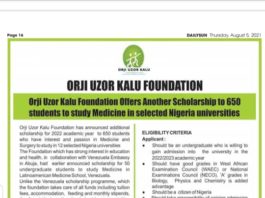 Orji Uzor Kalu Foundation Educational Intervention; Giving Hope’s to Nigeria Youths And The Society.