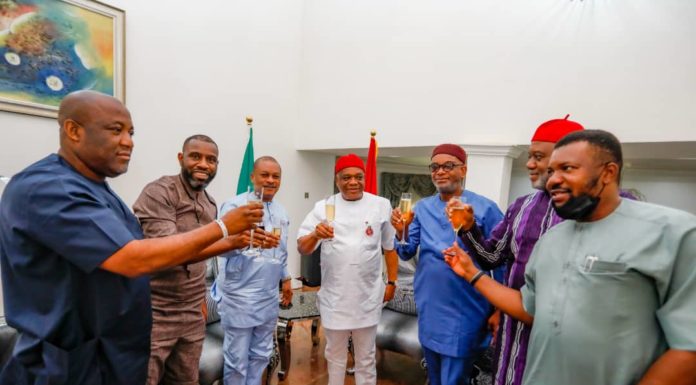Just in!!! PDP Leaders Led by Nat’l Sec,Anyanwu visits Orji Kalu